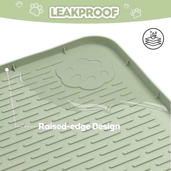 Cat Litter Mat, Extra Large 40" x 28" Silicone Mat Litter Trapping Mat for Scatter Control, Soft on Kitty Paws, Easy to Clean (Green)