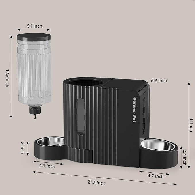 Gardner Pet Automatic Gravity Cat Food Feeder and Water Dispenser Stainless Steel Two-in-One Set Large Capacity Dispenser for Pets Dogs, Puppies, Kittens