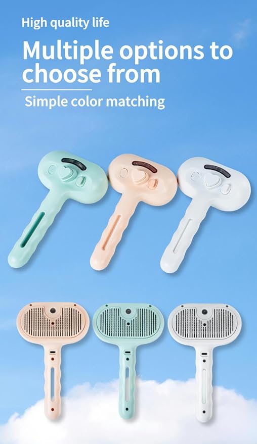 Pet Grooming Steam Brush, Pet Spray Hair Removal Comb, Anti-Static, Rechargeable, Comfortable Grip, for Dogs & Cats, Spray Hair Removal Comb, Steam Brush for Shedding & Grooming, Pink