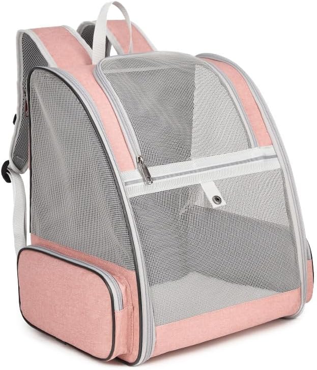 Cat Carrier Backpack, Dog Backpack, Ventilate Pet Cats Puppy Dogs Birds Bunny Backpack for Travel Indoor Outdoor Use(Pink)