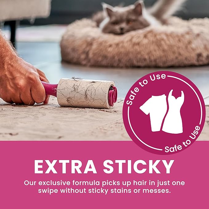 Lint Rollers for Pet Hair Extra Sticky, Special Cover Design Black Dog, Pet Hair Remover, 100 Sheets