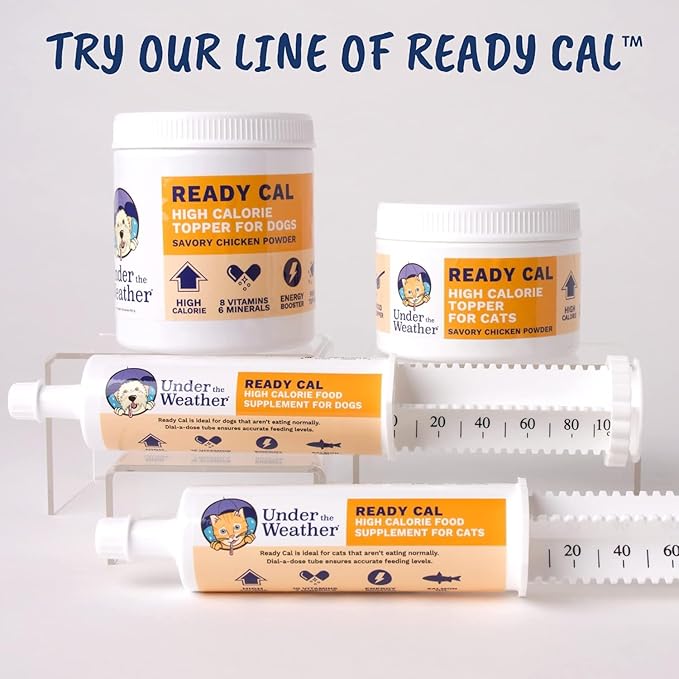 Under the Weather Ready Cal Powder for Dogs, High-Calorie Weight Gainer & Appetite Stimulant, Dog Energy Booster Veterinarian-Approved Pet Supplement with Vitamins & Minerals, Chicken Flavor |10.58 oz