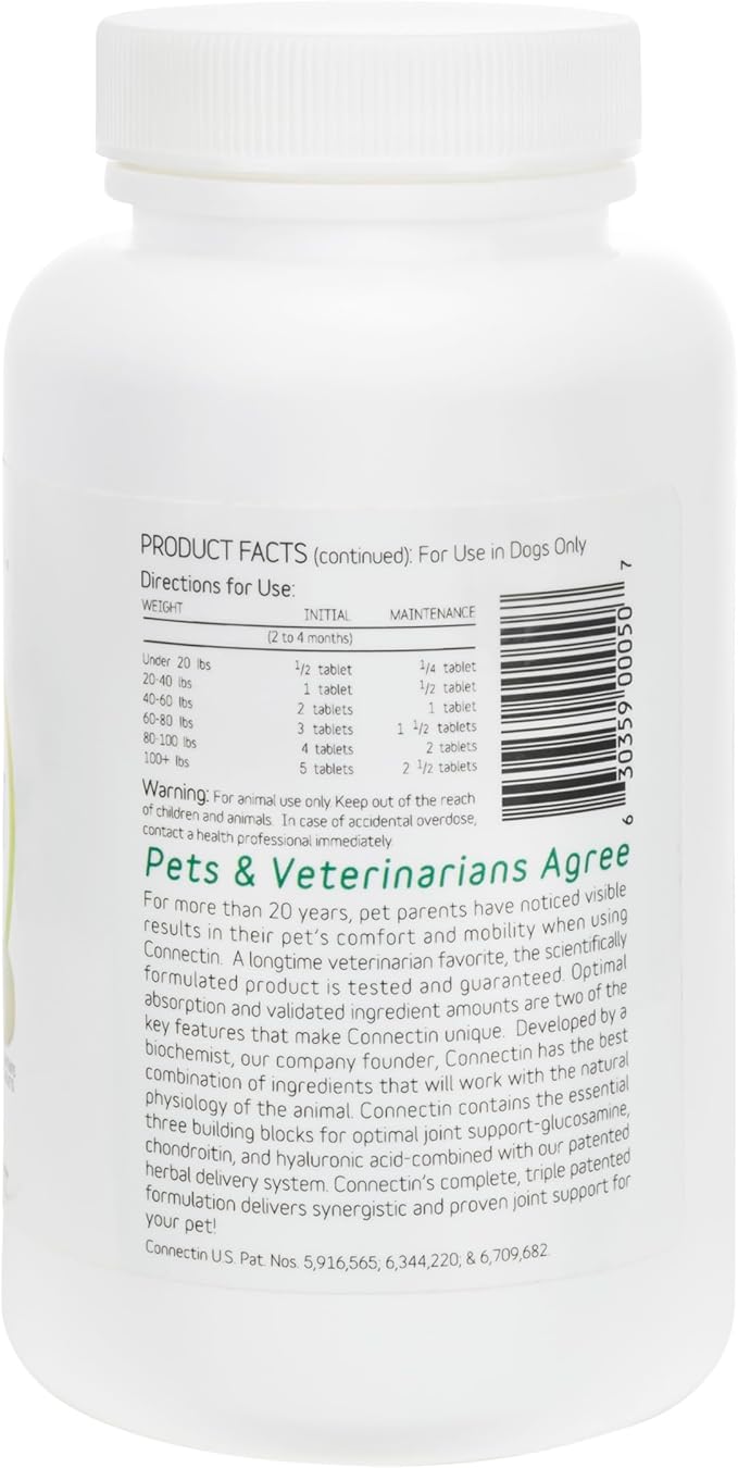 InClover Connectin Natural Hip & Joint Supplement for Dogs with Glucosamine, Chondroitin & Hyaluronic Acid - Tablet for Dog Mobility, Comfort & Active Lifestyle Support, 50 Count