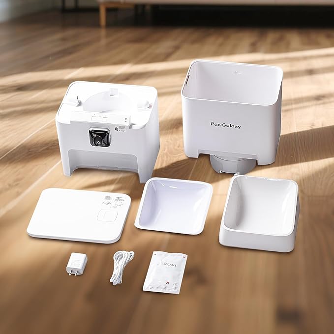 Automatic Pet Feeder, White 6L Cat Food Dispenser, Supports 5G & 2.4G, with 1080P HD Night Vision 142° Camera, APP Remote Control, Customizable Portion Sizes, Low Food & Motion Alerts