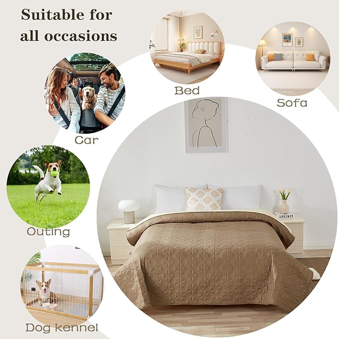 Waterproof Dog Bed Cover Pet Blanket, Soft Pet Couch Covers for Sofa Washable, Bed Couch Sofa Furniture Protector for Puppy Cat Kids (Brown,210 * 260 CM)