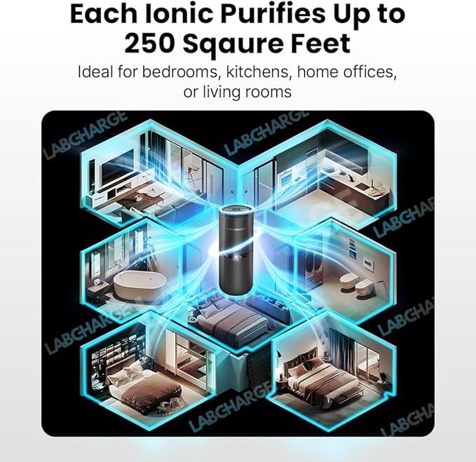 LabCharge Compact Air Purifier - Covers 250 Sq Ft - Ideal for Bedroom or Dorm Room - Silent HEPA Filter Captures Dust and Pollutants - Portable, Mini Air Purifier for Small Spaces