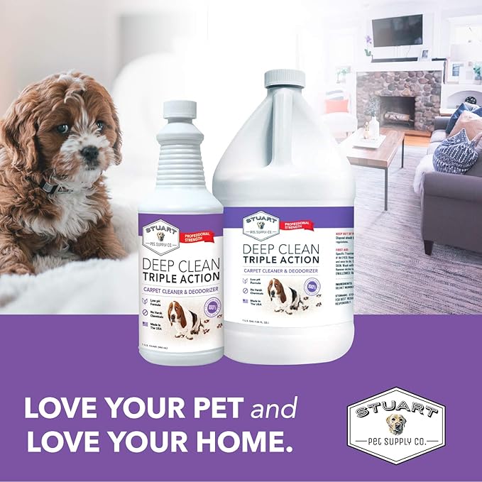 Professional Strength Deep Clean (Gal.) 3X Carpet Cleaner Solution & Deodorizer, Concentrated Encapsulating Carpet Shampoo, Pet Odor & Dirty Carpet Cleaning Solution 128 fl oz.