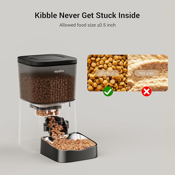 Espelho Automatic Cat Feeders WiFi: 2.4Ghz Smart APP Control- Timed Cat Food Dispenser with Desiccant Bag Keep Fresh for Indoor- Easy Set Up and Clean with Voice Recorder- Up to 10 Meals per Day
