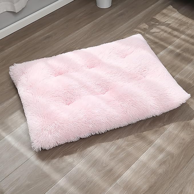 Dog Crate Mat, Dog Bed for Large Dogs, Comfy Fluffy Kennel Pad Anti-Slip for Dog beds & Furniture, Quilted Dog Bed for Pets for Medium/Small Dogs Cats (Color : Pink, Size : 36x25)
