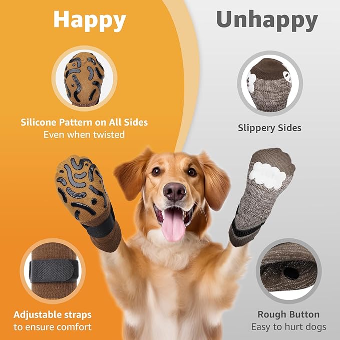 Double Sides Non-Slip Dog Socks to Prevent Licking Paws - Strong Traction for Paw Protector, Senior Dogs, Hardwood Floors, Dog Booties with Grippers - Size Small