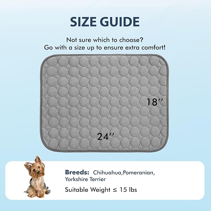 MICROCOSMOS Summer Cooling Mat & Sleeping Pad- Water Absorption Top, Materials Safe, Easy Carry, EZ Clean. Keep Cooling for Pets, Kids and Adults.(Drak Grey, 24" x18")