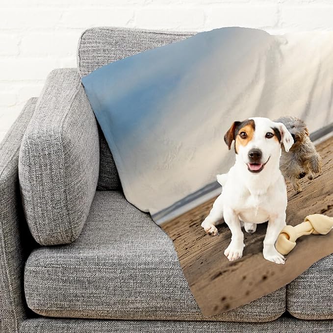 Prints Next Day โ Custom 50" x 60" Plush Pet Lightweight Blanket with Photo Upload - Gift for Dog or Cat Owners - Personalized Couch Throw - Printed in America