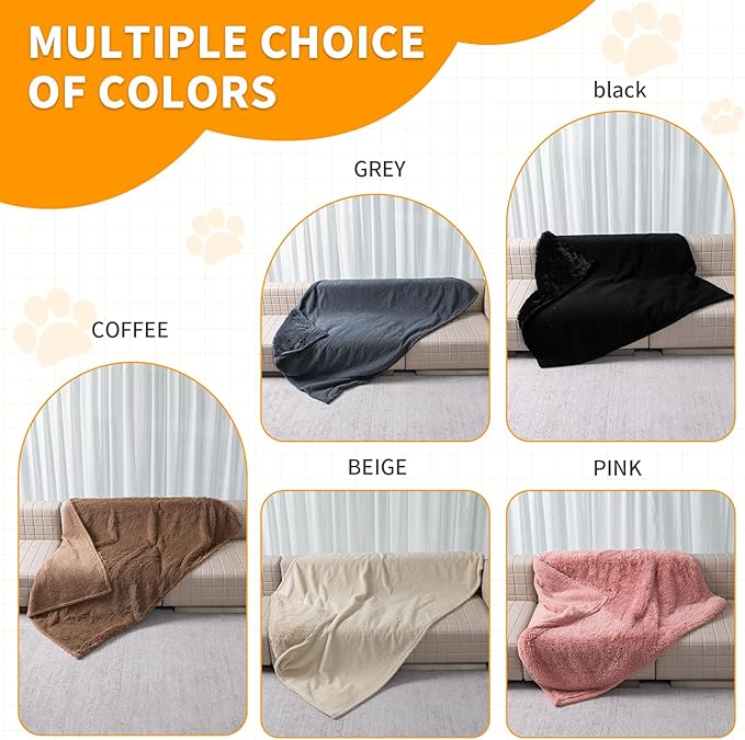 Black Faux Fur Pet Blanket for Large Dogs Cat Puppy Waterproof Calming Dog Blankets Fluffy Long Faux Fur Throw Blankets for Couch Protector Love Bed Cover Washable(Black,M)