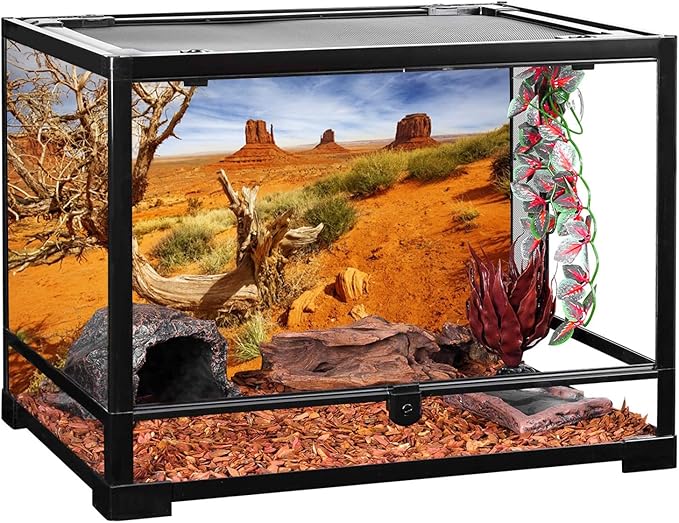 AWERT 30x12 inches Reptile Habitat Background Orange Desert Terrarium Background Durable Polyester Background