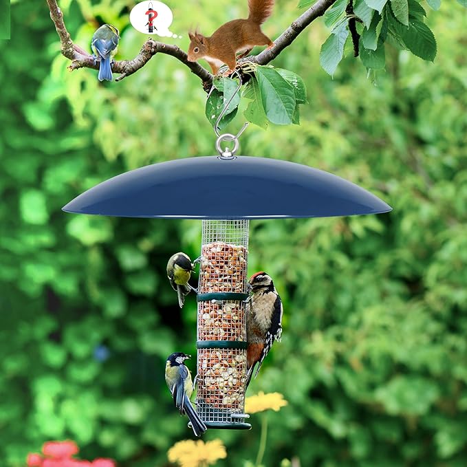 Bird Feeder Dome Guard,Squirrel Baffle for Hanging Feeder,13-Inch Cover for Shepherd's Hook in The Outdoors (Blue), 2 Pack