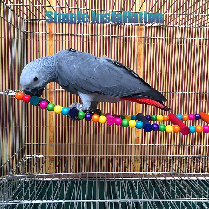 Bird Toys for Parrots Parrot Bridge, Swing Toys, and Ladders for Macaws, African Greys, Budgies, Cockatiels & Parakeets - Wooden Bird Ladder and Swing Toys for Play and Training (30Inch - 12 Ladders)