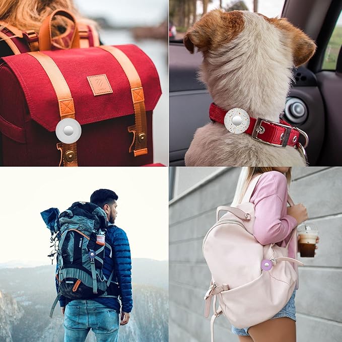Airtag Holder for Dog Collar, Cibaabo Silicone Air Tag Case Cover Compatible with Apple Airtags for 0.8-1.2inch Cat Pet Collar Harness Loop
