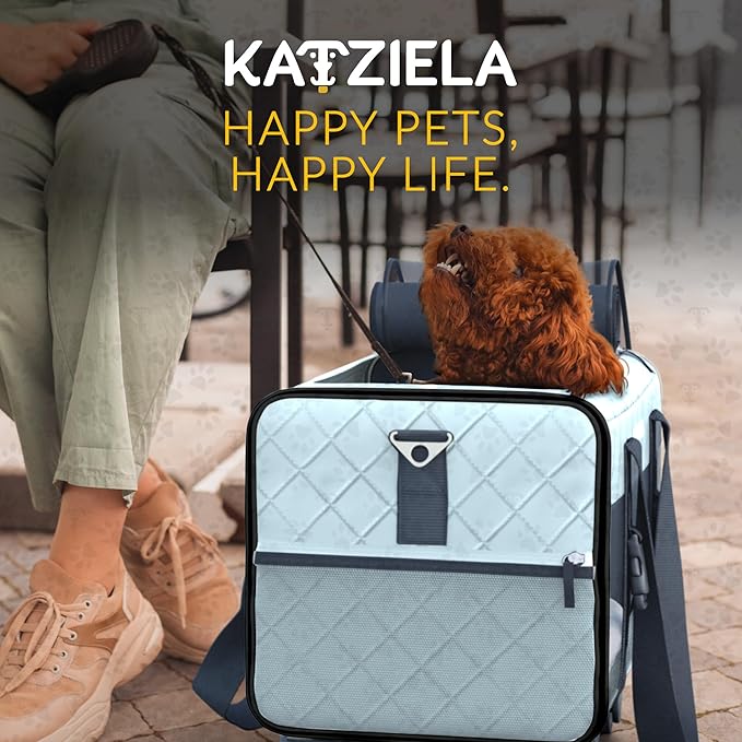 Pet Carrier Airline Approved - Dog Carrier with Wheels - TSA Airline Approved Dog Carrier - Rolling Pet Carrier with Wheels for Small to Medium Size Cat or Dog - Airplane Cabin Animal (Blue)