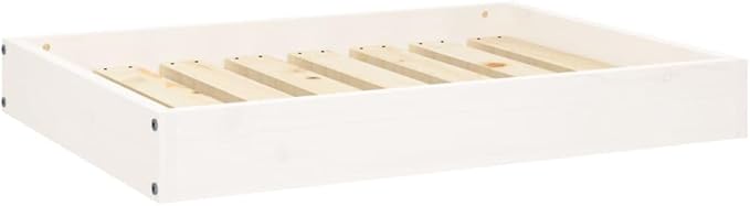 Wooden Dog Bed Frame, Modern Minimalist Small Pet Sleeping Cot, Solid Pine Wood Elevated Raised Bed for Indoor Use, White, 28.1 x 21.3 inches