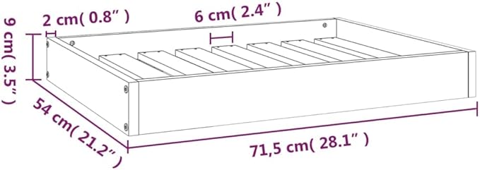 Minimalist Solid Pine Wood Dog Bed 28.1 x 21.3 x 3.5 Inches Raised Platform for Medium Dogs Durable Rustic Finish Easy Clean Joint Support