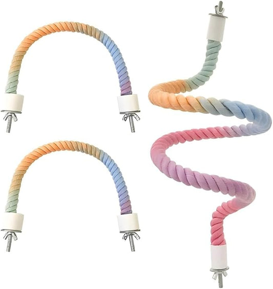 3Pcs Rope Perches for Bird Cages, Rope Perch for Parrots, Cockatiels & Parakeets, Bird Cage Accessories