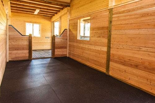 American Floor Mats - Heavy Duty Stall Tiles - Stable/Horse Tiles - Thick, Durable Rubber Flooring Solid Black 6' x 6' Set of 3/8" Thick - 2' x 2' Tiles (9 Tiles Total)