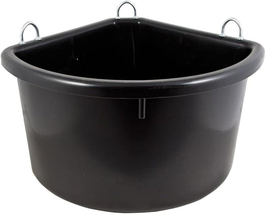 Dura-Tech Platinum Corner Feeder for Horses 30 Quart | Space-Saving Corner Design | Cold Weather Resistant | Color Black