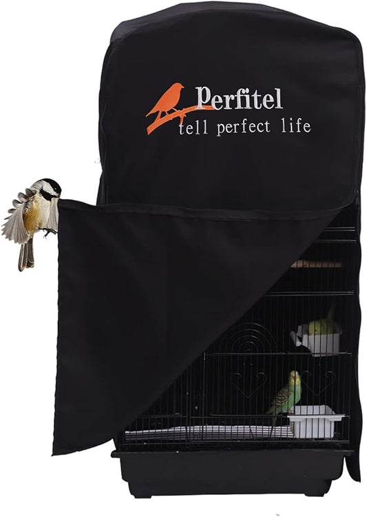 Bird Cage Cover(Black) Good Night Birdcage Cover Black-Out Birdcage Cover Durable Breathable Washable Material… (18.1Lx14.1Wx36H)