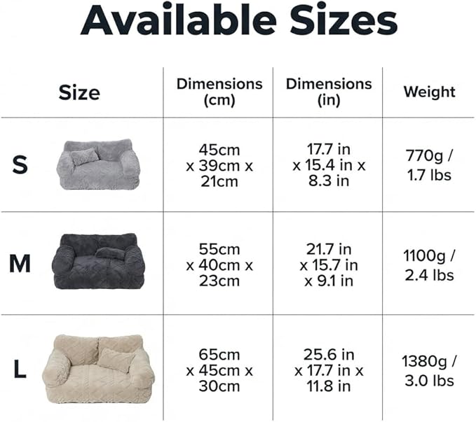 Plush Calming Pet Sofa Bed, Raised Rim, Removable Cover & Non-Slip Bottom for Cats & Dogs, Calming Dog Bed Fluffy Plush Dog Mat for Furniture Protector with Removable Washable Cover (Grey, Medium)