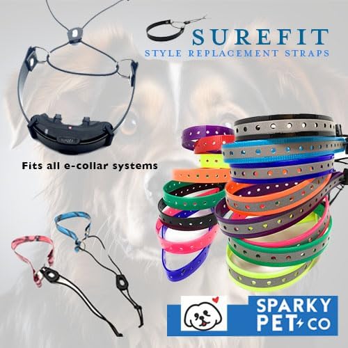Sparky Pet Co - Surefit ECollar Replacement GPS Strap - Bungee Dog Collar - Waterproof - Adjustable - Nexus Wheel Lock - for Electronic Training & Invisible Fence Systems - 3/4" (Reflective Blue)