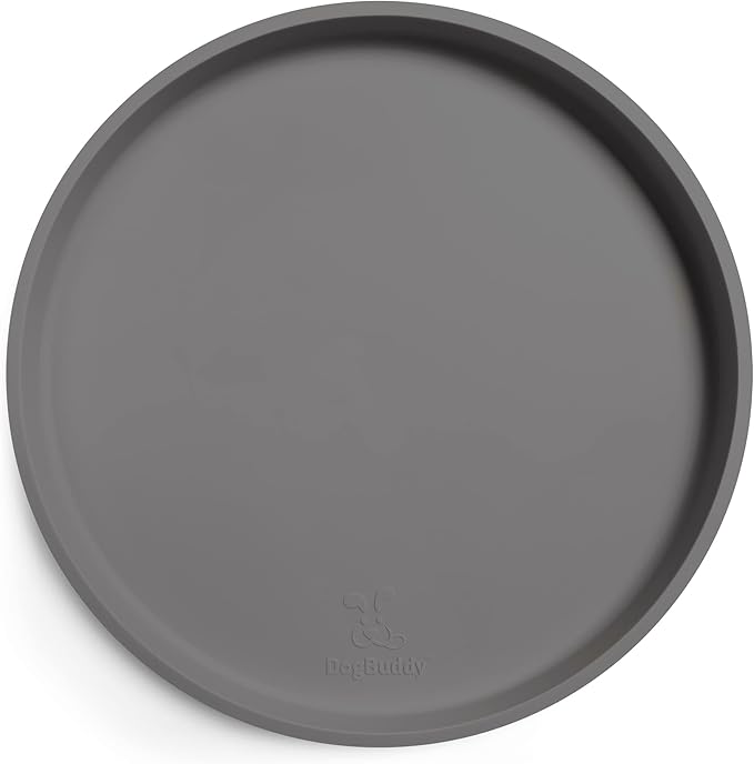 DogBuddy Dog Food Mat - Waterproof Dog Bowl Mat, Silicone Pet Mat for Food and Water Bowls, Nonslip Pet Feeding Mat with Edges, Dogs Food Mats for Floors, Puppy Supplies (XS, Gray)