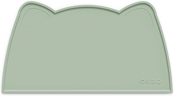 OHMO - Cat Food Mat, Silicone Pet Feeding Mat for Floor Non-Skid Waterproof Dog Water Bowl Tray, Easy to Clean Pet Placemat (Sage Green, 20 * 12'')