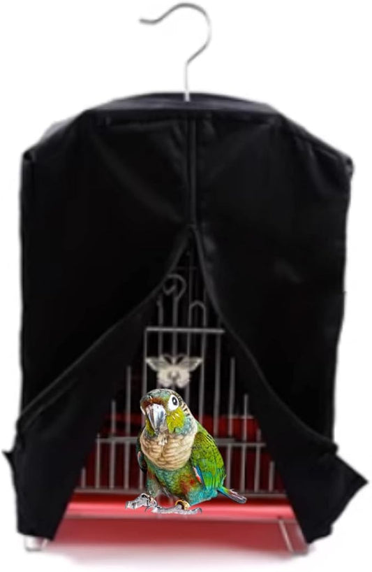 MANON ROSA Bird Cage Cover Birdcage Curtain - Enhanced Privacy Safety Comfort for Parrots Cockatiels Lovebirds Budgerigar Finch Canary Parakeet (L(14.2" L x 13.4" W x 20.5" H),Black)