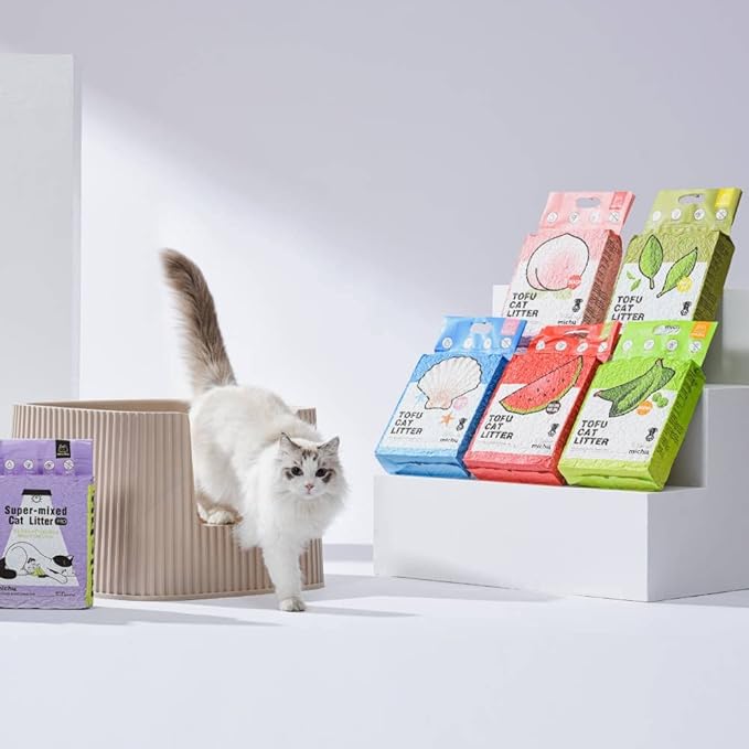 Tofu Cat Litter Natural Clumping Tofu Cat Litter 5.5lb/88oz 5 Scents (Ocean Fresh + Wonder Litter, 2 Pack)