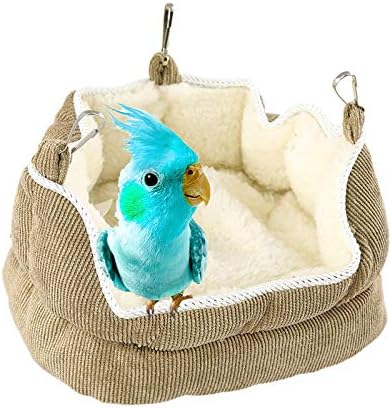 QBLEEV Bird Nest House Winter Warm Bed for Cage Hanging Hammock Soft Plush Snuggle Hut Tent, Parrot Cage Accessories Hideaway Sleeping Bed for Budgie Parakeet Cockatiel Conure Lovebird
