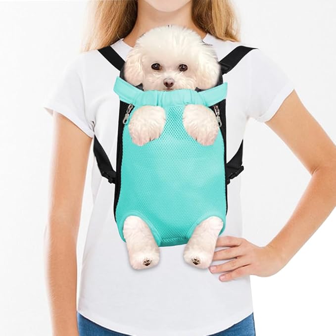 FEimaX Dog Carrier Backpack Pet Legs Out Front Cat Travel Bag, Adjustable Puppy Backpacks Carriers Hands-Free for Small Medium Dogs Cats Hiking Traveling Camping Daily Walking