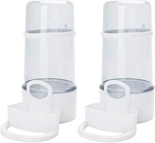 Automatic Bird Feeder and Water Dispenser, 2PCS Cage Accessories for Parrots, Budgie, Lovebirds, Parakeet, Cockatiel - Food Seed and Bottle Drinker (White 415ml)