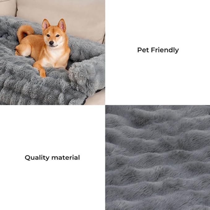 Dream Cloud Pet Sofa Bed for Dogs Cats, 2026 Washable Removable Calming Fluffy Plush Mat for Furniture Protector, Long Fur Non-Slip, for Small/Medium/Large Home Pets (Coffee, M: 33.5 * 28.3IN)