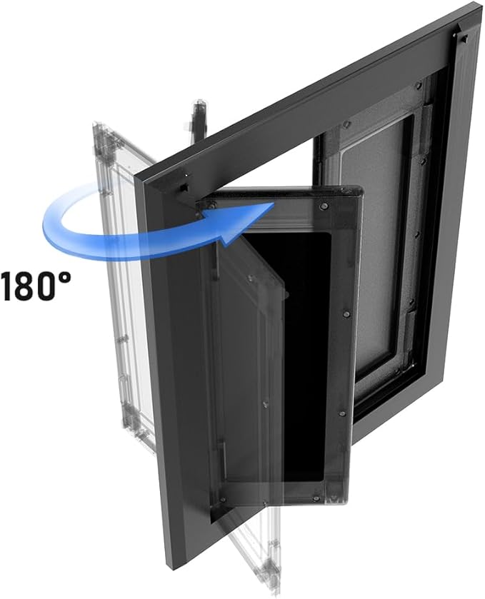 【PATAPLUS】 Aluminum French Large Dog Door,Strong Double Magnetic Flaps,with Aluminum Telescoping Tunnel Heavy-Duty Do g Door for L arge and Medium Dog Up to 110LBS (Large,Black)