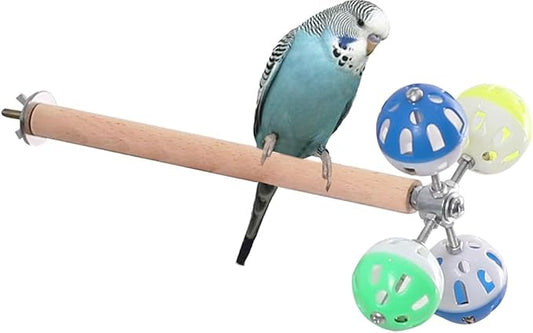 Bird Perch Toy with Rotating Balls, Parrot Stand, Spinning Perch Toy for Parakeets, Budgies, Cockatiels, Budgerigars, Conures, Parrotlets