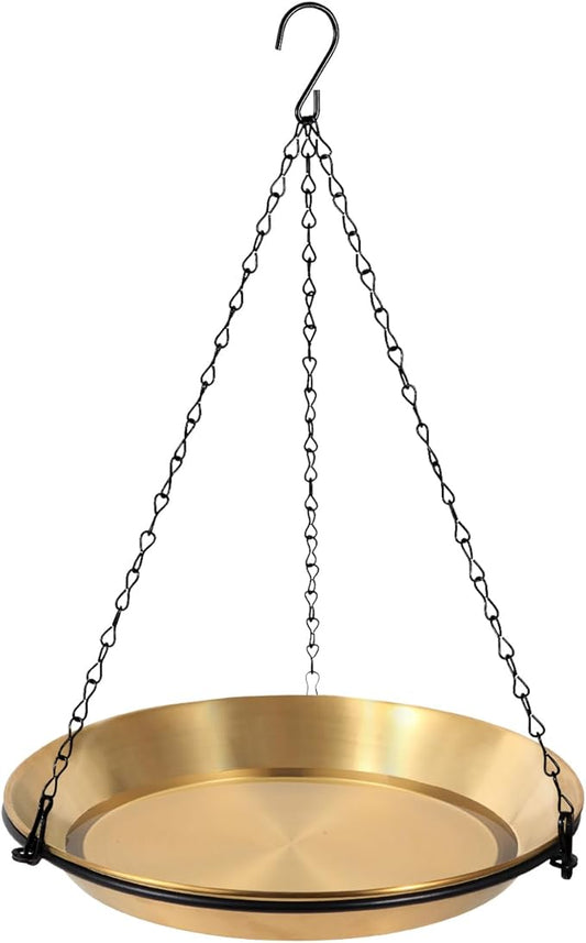 Hanging Bird Bath Bird Feeder Bowl with 16.3 inch Iron Hanging Chain Detachable Outdoor Decor for Garden Backyard Patio and Deck - Perfect for Attracting Birds