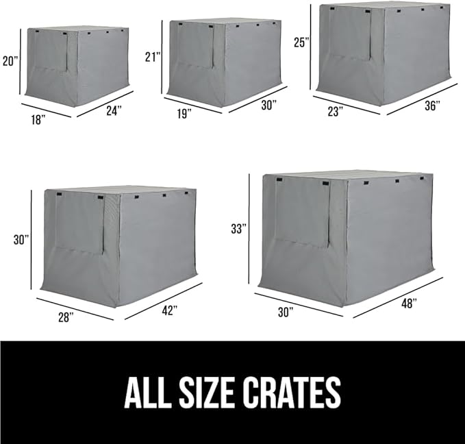 GORILLA GRIP Dog Crate Covers Compatible with Amazon Basics Dog Crates, All Sides Open, Privacy Cover Fits 24" Wire Kennel, Breathable Mesh Windows, Light Reducing Puppy Training Cage Topper, Gray