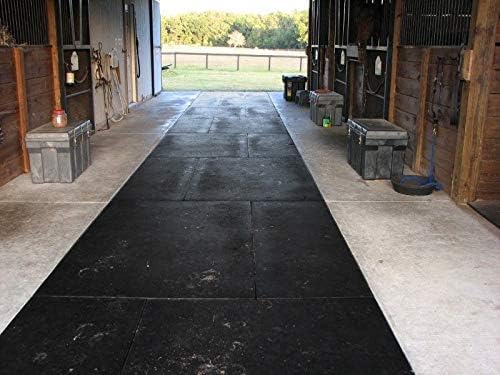 American Floor Mats - Heavy Duty Stall Tiles - Stable/Horse Flooring - Thick, Durable Rubber Solid Black 6 Center Tiles 1/2" Thick Expansion Set