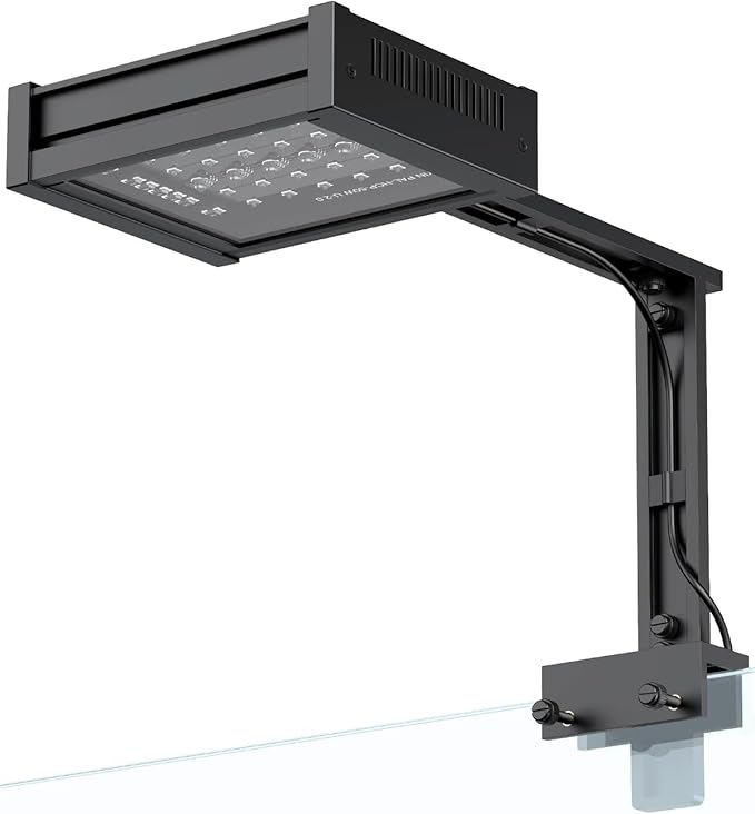 Pawfly 50 W Saltwater Aquarium Light for SPS & LPS Corals, Clip-On Dimmable LED Reef Light with Adjustable Brightness, Day/Night Modes, Timer, Blue RGB Violet UV Lighting for 1-40 Gallon Fish Tank