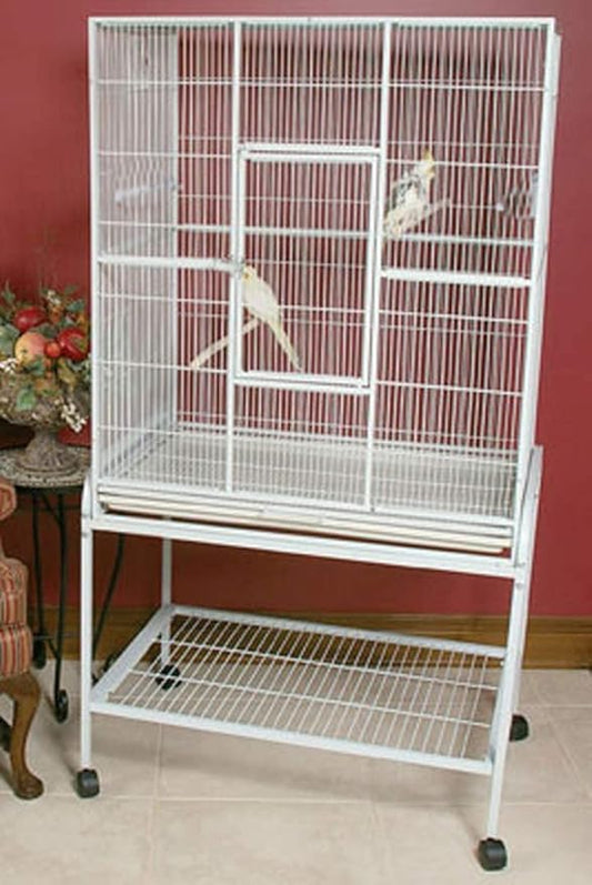 54" Large Wrought Iron Breeding Flight Canary Parakeet Cockatiel Lovebird Finch Cage Side Nesting Doors with Removable Rolling Stand