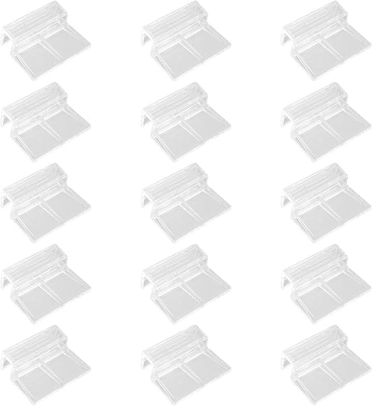 15 Pcs Rimless Aquarium Lid Clips for 7-8mm Glass, Clear Acrylic Aquarium Cover Support Clamps for Fish Tank Lid Holder, Plastic Tank Top Clips for Glass Canopy or Piscine Hoods and Covers