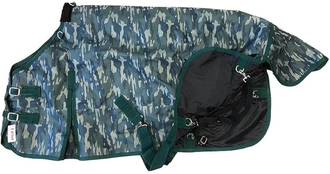 AJ Tack 1200D Waterproof Winter Pony Blanket - 300g Heavyweight Turnout with Fleece Collar, Shoulder Gussets & Tail Flap - Turquoise 58"