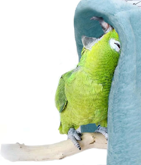 SIMENA Bird Blanket for Cage, Corner Fleece Bed for Birds, Cozy Bird Warmer, Parrot House for Cage, Cuddle Nest Hanging Toy for Lovebirds Parakeet (Blue, XL)
