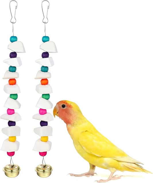 Lusofie 2 Pack Bird Beak Grinding Stone - Cockatiel Bird Toy with Cuttlebone and Beak Grinding Stone - Small to Medium Birds Cage Accessories for Parakeets Budgies Cockatiels Lovebirds Conures