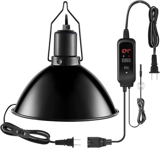 DXOPHIEX 8.5 inch Reptile Heat Lamp Fixture with Dimming Thermostat,Reptile Light Fixture Max 150W,PID Inverter Thermostat with Temperature Controller for Bearded Dragon,Turtles,Snake,Lizard and Gecko
